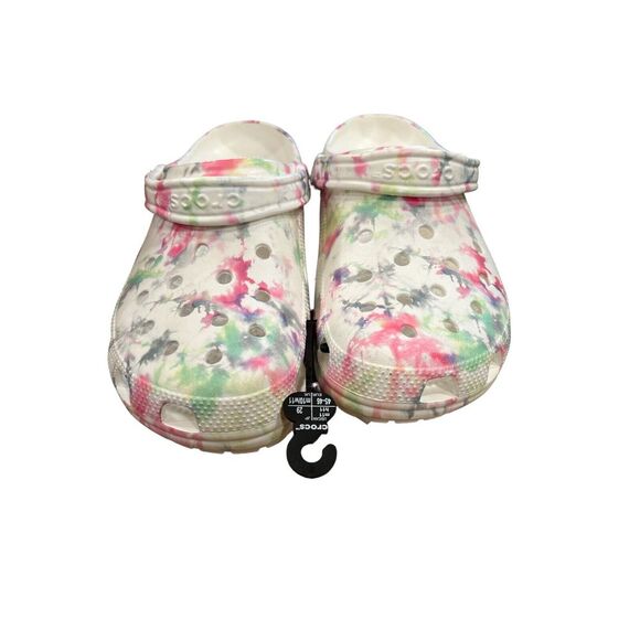 Crocs Classic‎ Tie Dye Graphic Clog Mens 11 Womens Size 13 Pink Paint Splatter - Picture 1 of 6